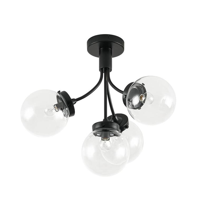 Modern 4-Light Glass Bubble Sputnik Semi Flush Ceiling Light