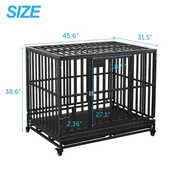 Ainfox 46 Inch Heavy Duty Dog Crate Single Door Double Latches Foldable