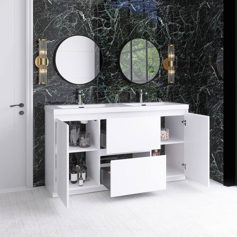 Floating Bathroom Vanity with Integrated Resin Top