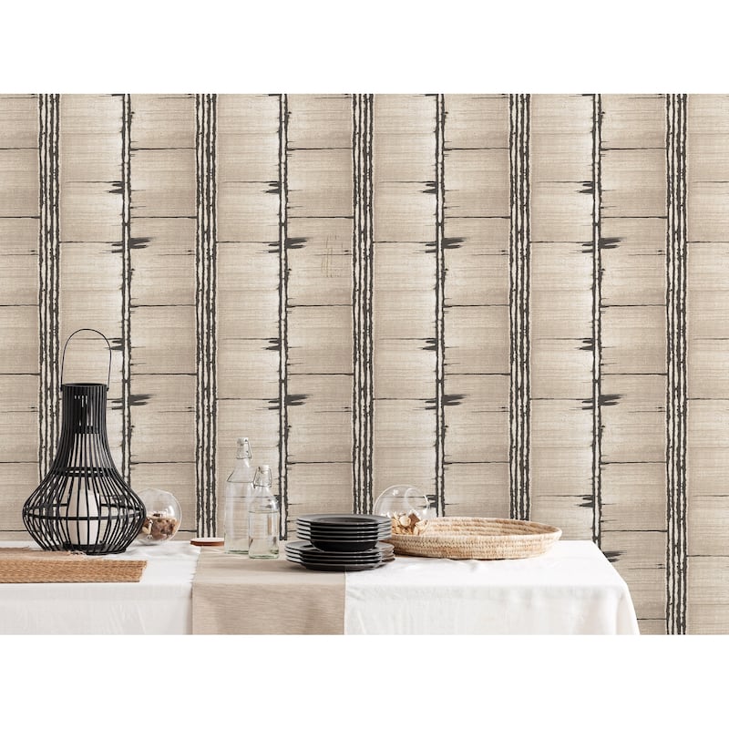Galerie Wallcoverings Bazaar Bark Stripe Design Non-woven Satin Wallpaper Roll