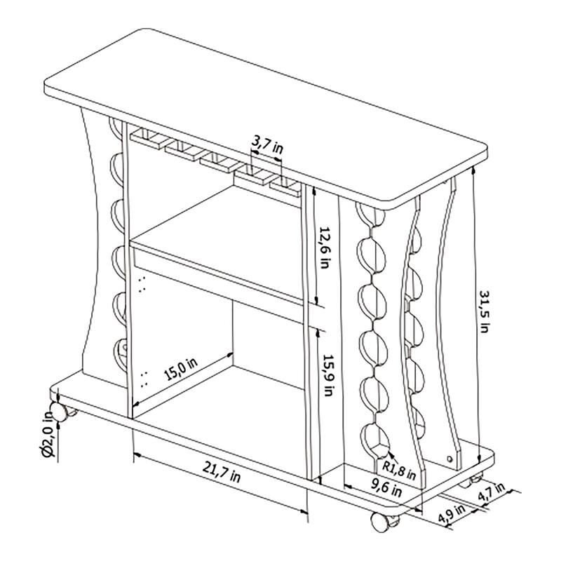 DH BASIC Espresso 12-Bottle Mobile Wine Cabinet by Denhour
