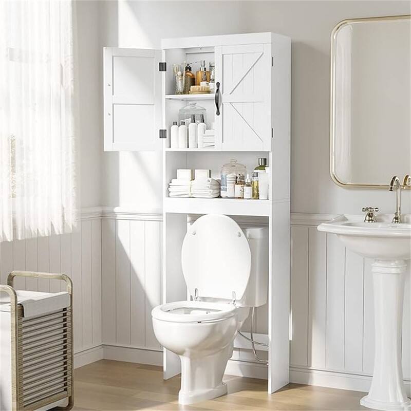Over The Toilet Storage Cabinet - 23"D x 9"W x 67"H - White