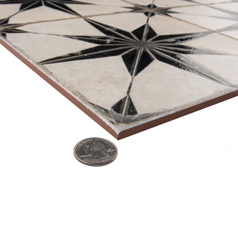 Merola Tile Kings Star Luxe Nero 17-5/8" x 17-5/8" Ceramic Floor and Wall Tile