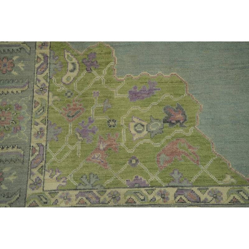 Vegetable Dye Oushak Turkish Area Rug, Medallion Geometric Carpet - 9' 10'' X 8' 2''
