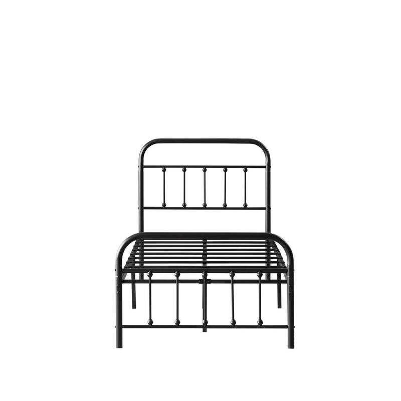 Metal Platform Bed Frame with Headboard and Footboard, Heavy Duty Slat Support/Underbed Storage Space, Vintage Style