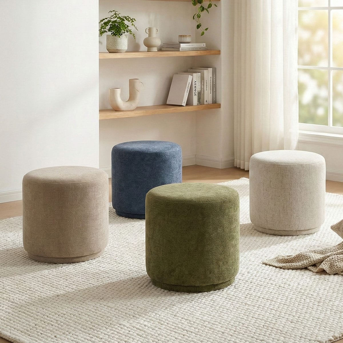 18.5" Round Swivel Vanity Stool(Set of 2)