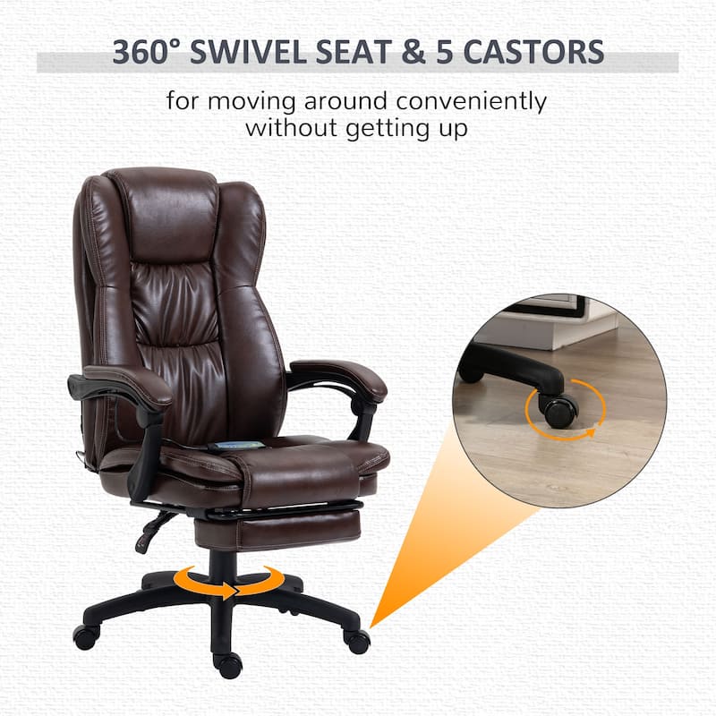 Vinsetto High Back Massage Office Chair, Ergonomic Executive Chair, PU Leather Swivel Chair with 6-Point Vibration Massage