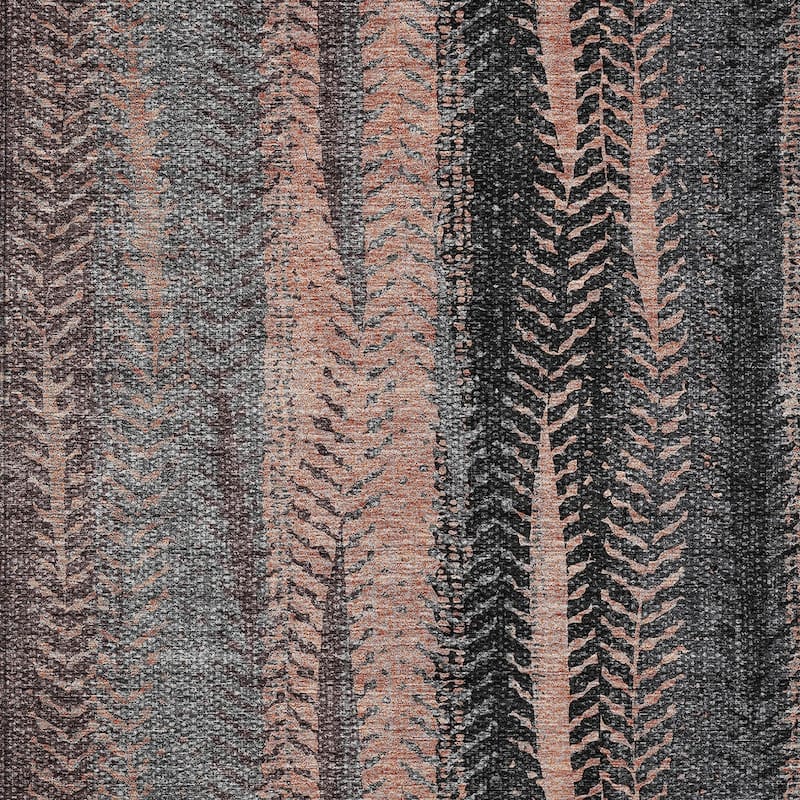 HomeRoots Botanical Leaves Transitional Rectangle Outdoor Rug