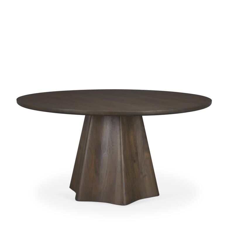 Jovani Solid Brown Mango Wood Round Dining Table