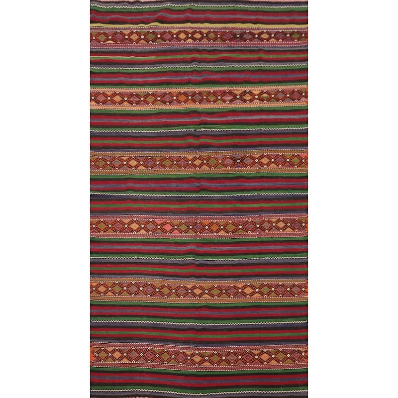 Hand Woven Oriental 100% Wool Carpet Southwestern Tribal Multi-Colored Kilim Area Rug - 10' 0'' X 5' 3''