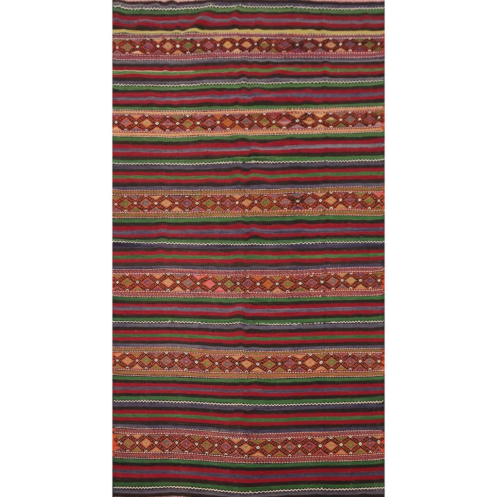 Hand Woven Oriental 100% Wool Carpet Southwestern Tribal Multi-Colored Kilim Area Rug - 10' 0'' X 5' 3''