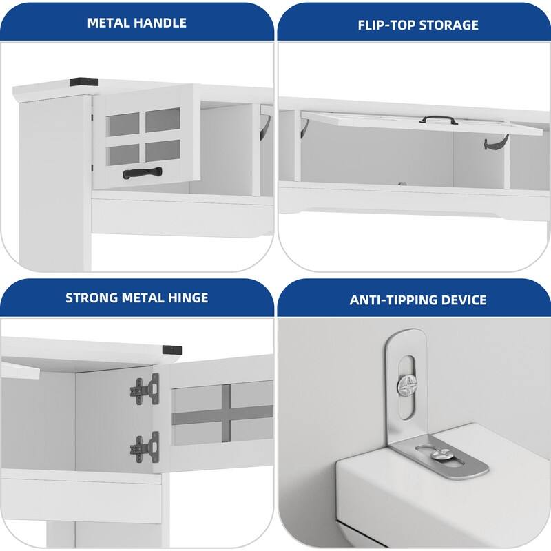 Moasis Vintage TV Stand with Power Outlet for 65" TVs