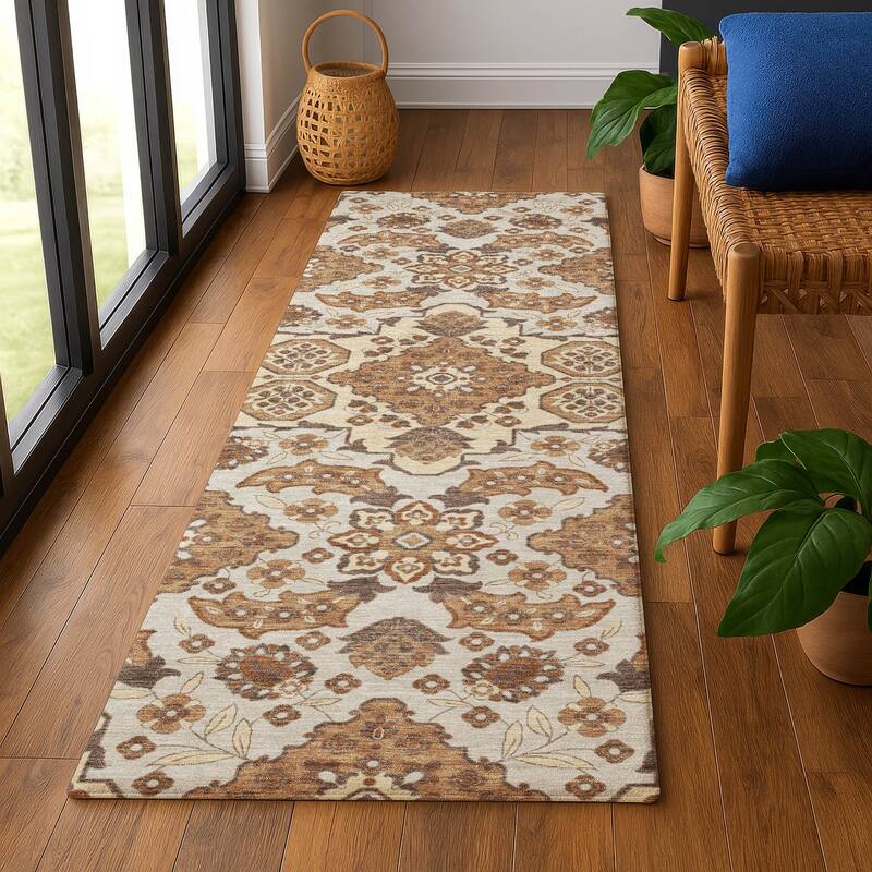 Premium Washable Super Soft Classic Traditional Mayfield Rug - Copper - 2'3" x 7'6"
