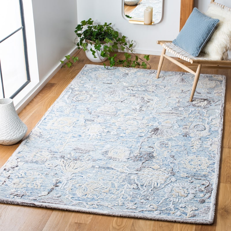 SAFAVIEH Handmade Glamour Adeliya Modern Viscose Rug - 5' x 8' - Light Blue/Ivory