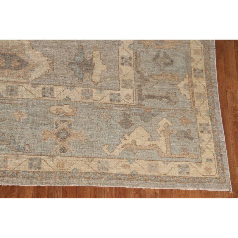 Hand Knotted Oriental 100% Wool Carpet Transitional All-Over Greys & Charcoal Oushak Area Rug - 14' 4'' X 12' 3''