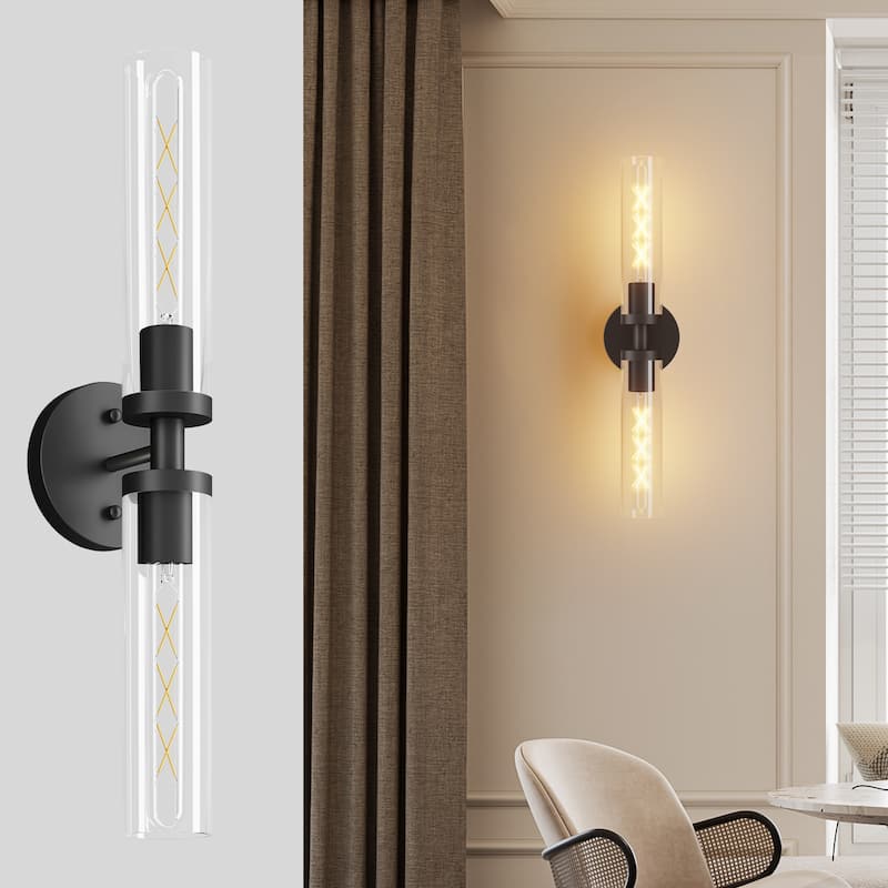 Glass Tube Wall Sconce with Vertical Hanging Design - Type 1
