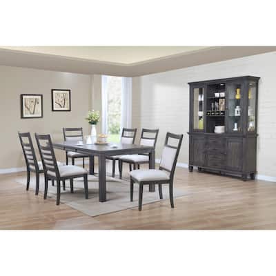 Extendable Dining Set - 9 Piece Rectangular Table with China Cabinet & Chairs - Seats 8
