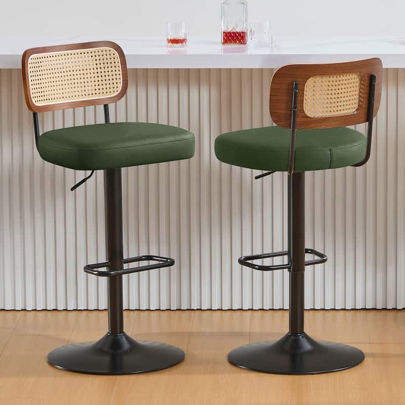 Adjustable Height Swivel Bar Stools with Back and Footrest - 17.7"W x 15.75"D x 35"-42.9"H