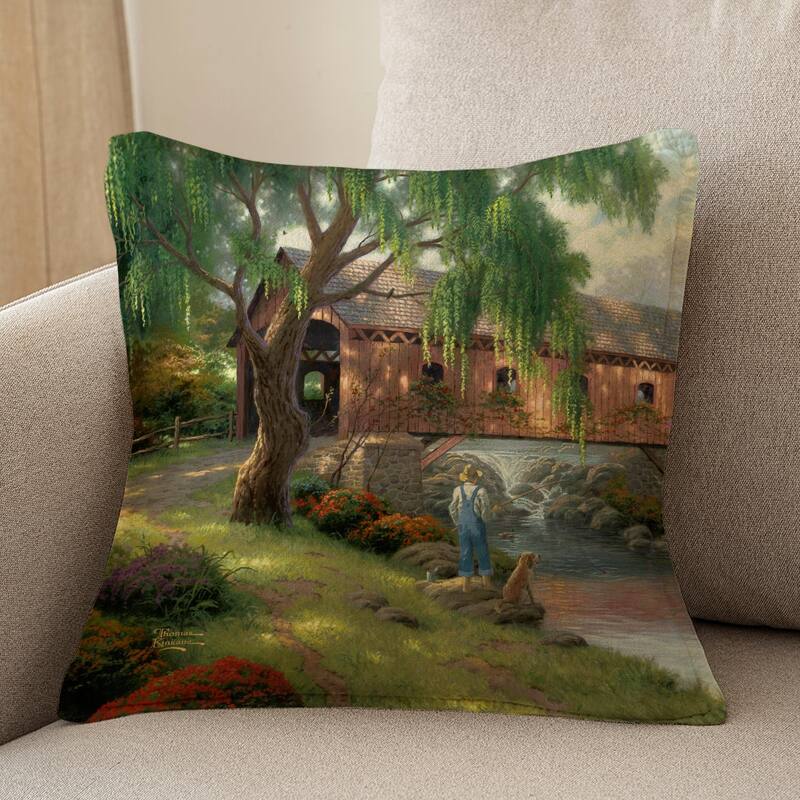 Thomas Kinkade The Old Fishin' Hole Indoor Decorative Pillow by Laural Home