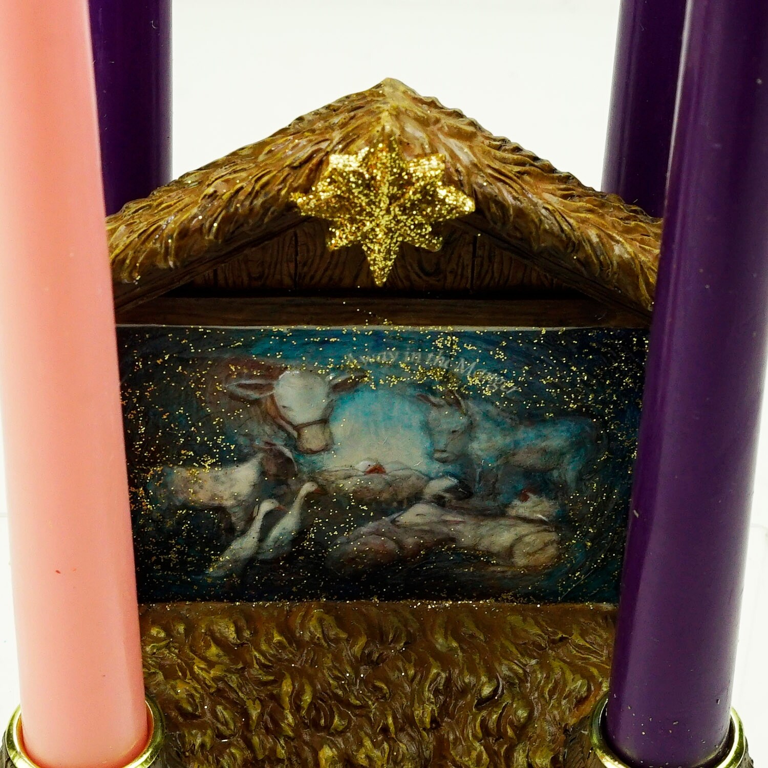 Shop 5 5 Gold Colored Away In The Manger Animals With Baby Jesus Christmas Advent Candle Holder 5 5 Overstock 17881967