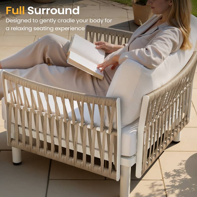 Outdoor Patio Aluminum PE Rattan Free Combination Sectional Sofa Conversation Seating Set