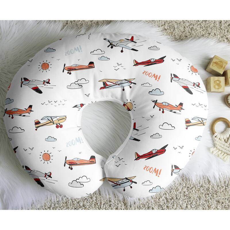 Sweet Jojo Designs Vintage Airplane Boy Nursing Breastfeeding Pillow Cover Case (Pillow Not Included)- Airplanes Transportation