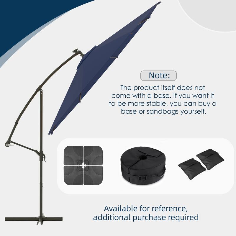 EROMMY 10ft Offset Hanging Umbrella - Easy Tilt, 99.9% UV Protection, Heavy-Duty Iron Frame