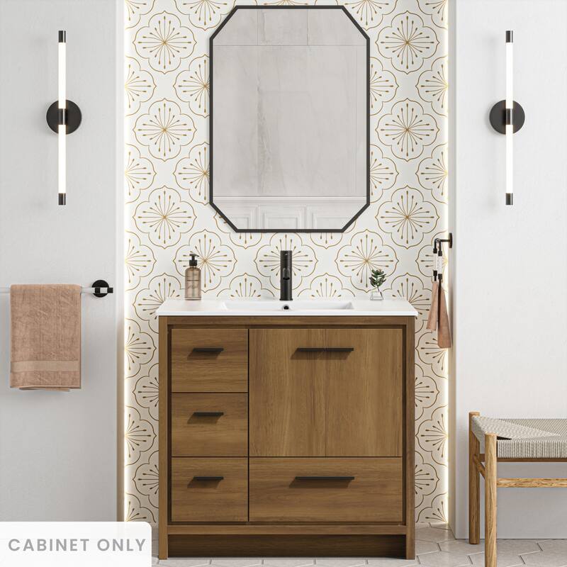 Virage 36" Freestanding Bathroom Vanity In Brown Oak Without Sink Top - 36