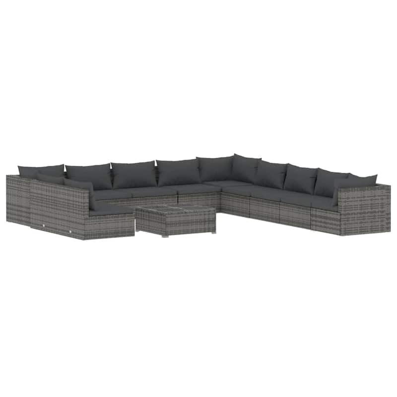 vidaXL Patio Lounge Set Outdoor Sectional Sofa Set Table Garden Poly Rattan - 27.6" x 27.6" x 23.8"