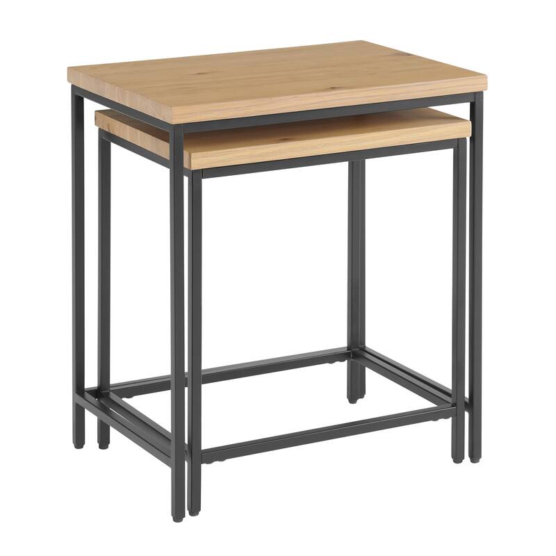 Lavish Home Set of 2 Modern Nesting Tables, Oak