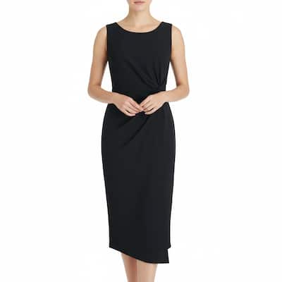 Connected Apparel Cap Sleeve Solid Mid-Length Dress