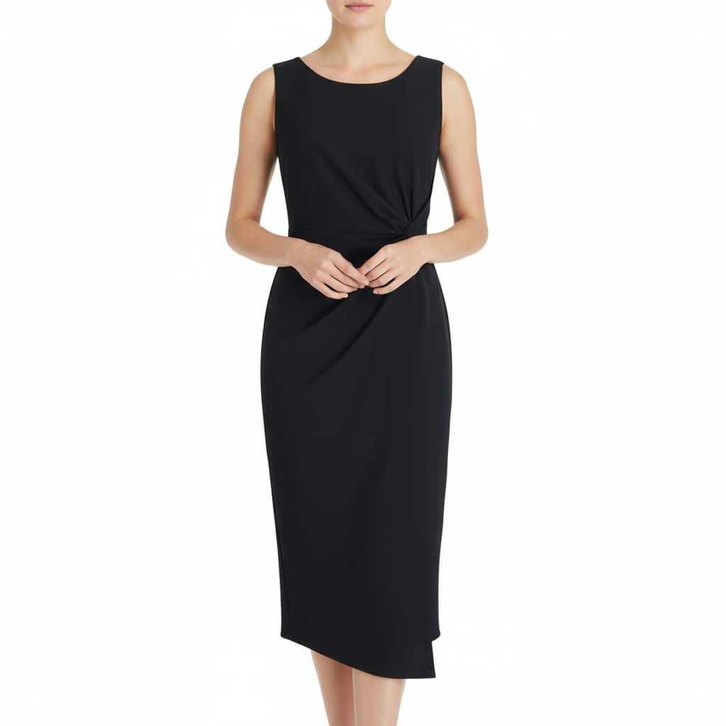 Connected Apparel Side Knot Sheath Midi Dress