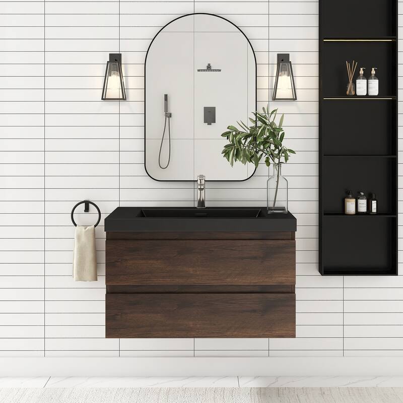 Floating Bathroom Vanity with Quartz Sand Top