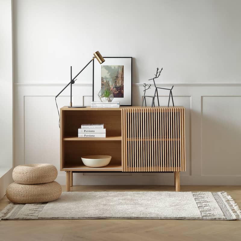 48.in Wood Oak Buffet Sideboard Accent Storage Cabinet