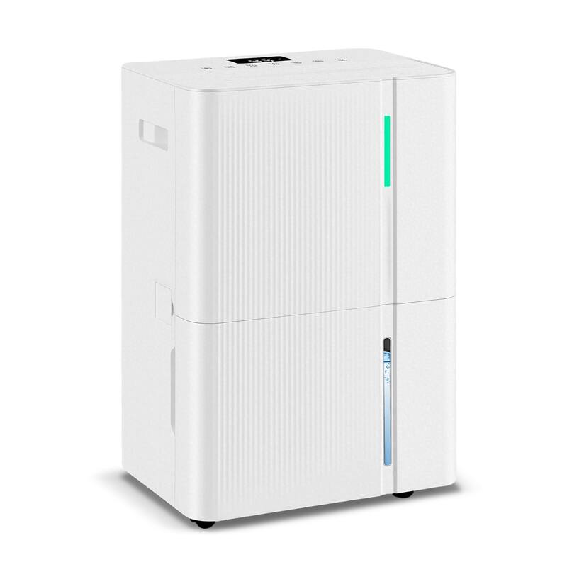 White ABS High-Capacity Dehumidifier 74 Pints with LED Panel AND Drain Hose - 13.5" x 10" x 20.5"