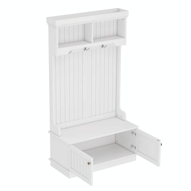 Hall Tree with Storage Shoe Bench for Entryway - 4-in-1 Coat Rack Design with Hooks