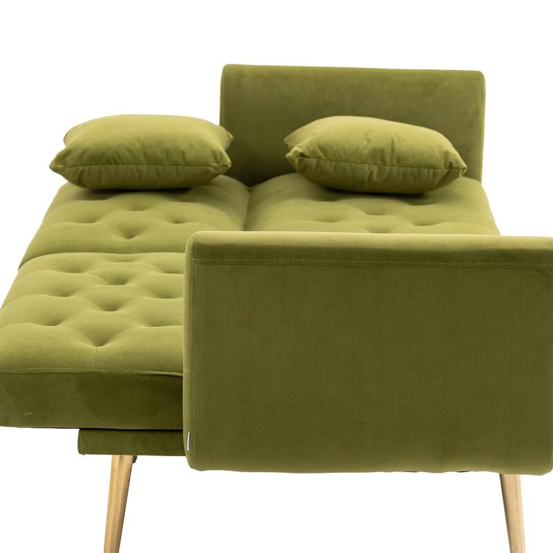 65.35" Velvet Futon Sofa Bed with Adjustable Backrest
