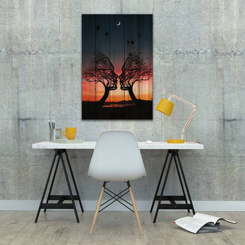 Me And You Print On Wood by Abdullah Evindar - Multi-Color