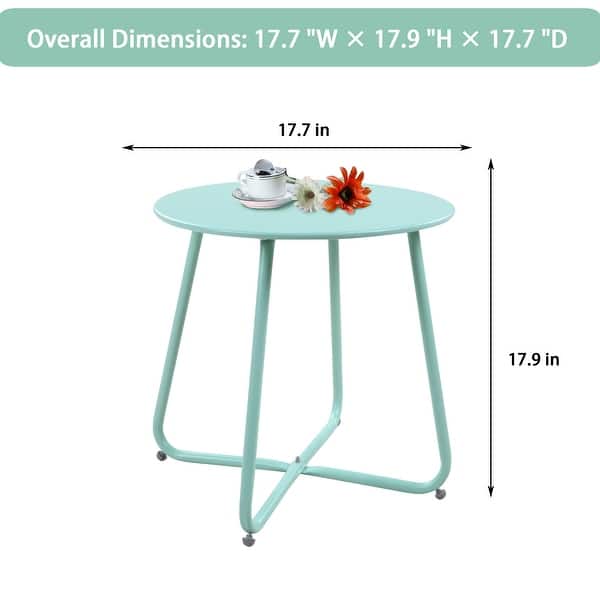 dimension image slide 11 of 12, Clihome Weather-resistant Outdoor Steel Round Side Table