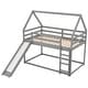 preview thumbnail 5 of 16, Grey Twin Size Bunk House-Shaped Bed With Slide And Ladder for Home
