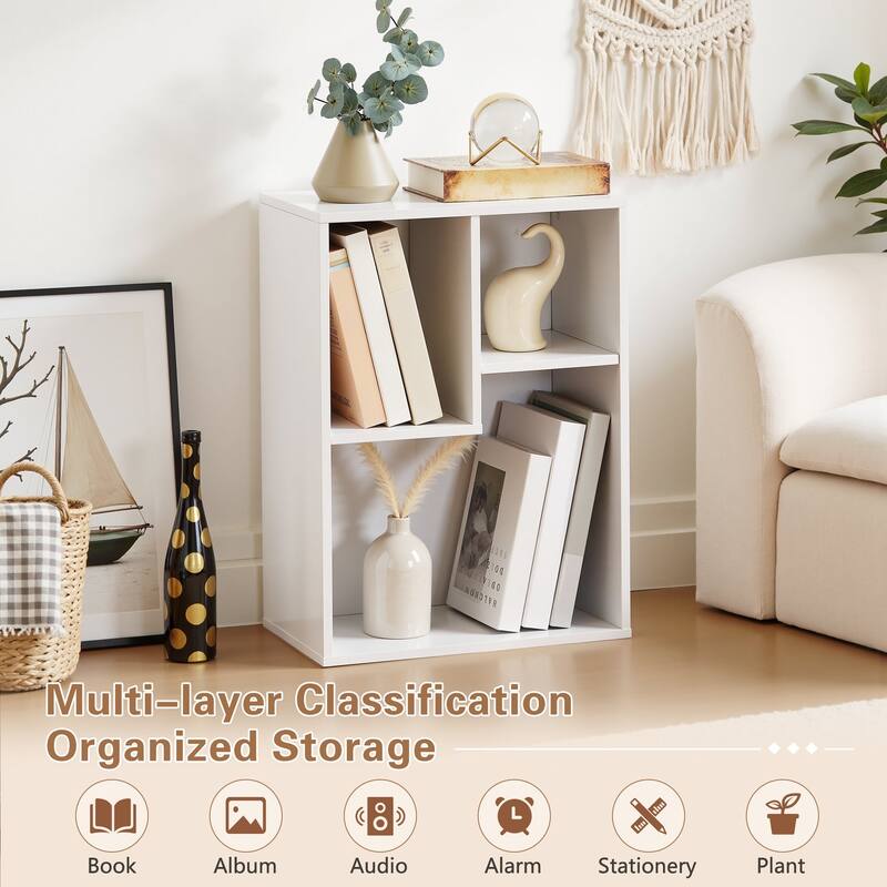 VECELO 2-Pack Cube Bookcase 3-Tier Small Bookshelf Vertical or Horizontal Space Saving Bookcase for Small Space