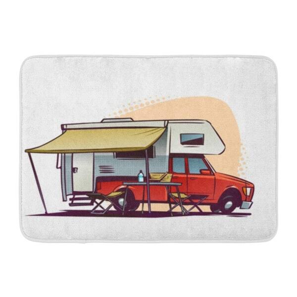 Shop Van Rv Camper Side View Cartoon Campervan Car Recreation Tent Vehicle Adventure Doormat Floor Rug Bath Mat 30x18 Inch Multi Overstock 31773686