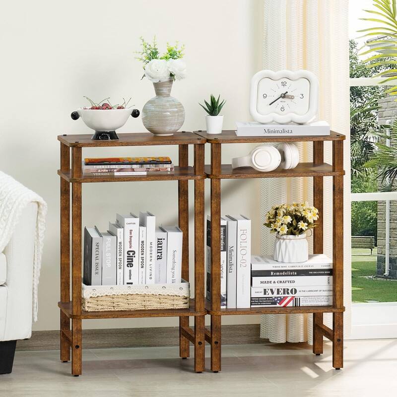 28in Tall Side Table 3-Tier Small Narrow End Table for Couch