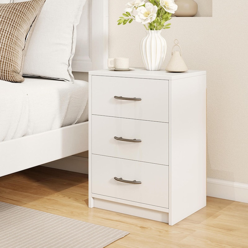 Costway 1/2 PCS 3-Drawer Nightstand Modern Bedside Table with Storage