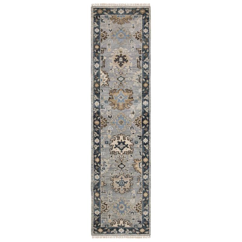 Maylin Traditional Oriental Grey/ Blue Area Rug - 2' 6" x 10' - Runner