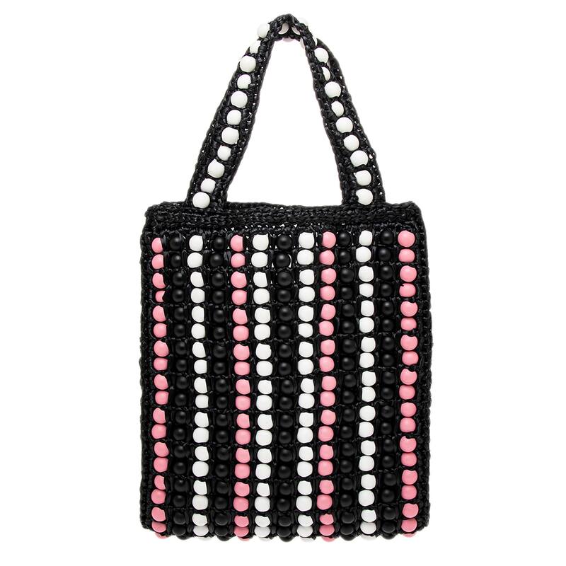 Prada Crochet Logo Tote with Wooden Beads