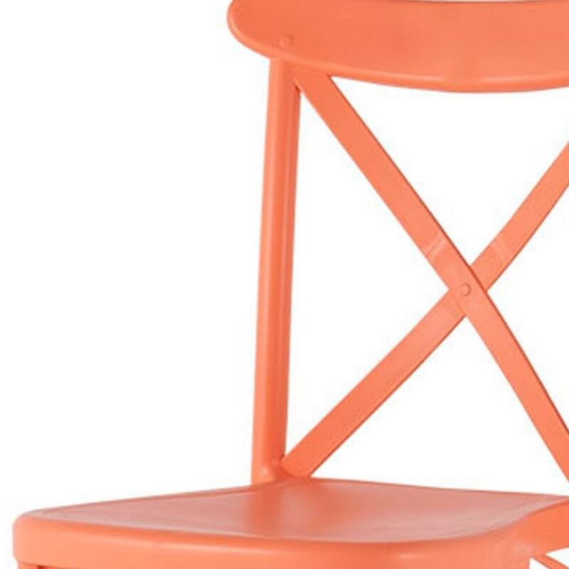 HomeRoots Set of Two Salmon Heavy Duty Plastic Outdoor Stacking Dining Chairs