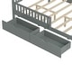 preview thumbnail 18 of 59, Vertical Headboard Footboard Platform Bed Frame, Both Side Guardrails, Wooden Slat Panel Bed with 2 Storage Drawers