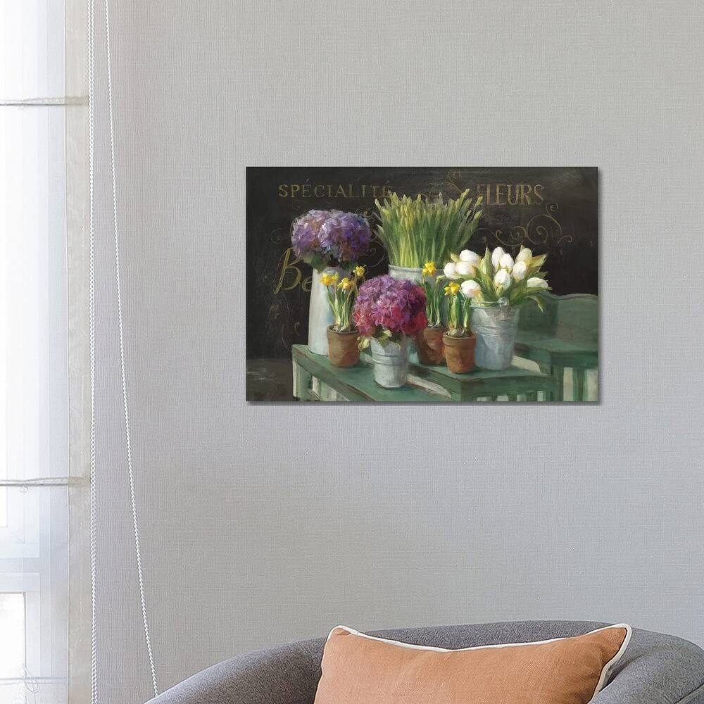 iCanvas "Les Fleurs Printemps On Black" by Danhui Nai Canvas Print