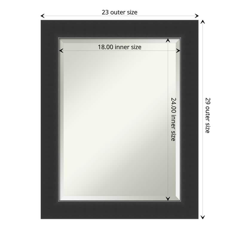 Beveled Wood Bathroom Wall Mirror - Corvino Black Frame - Outer Size: 23 x 29 in